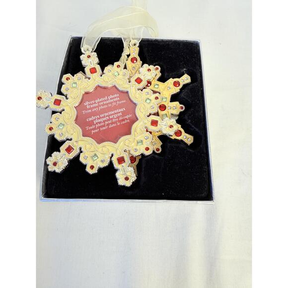 Kirkland Waterford Ornament Red Gems Silver Snowflake Hanging Ribbon - Picture 8 of 8